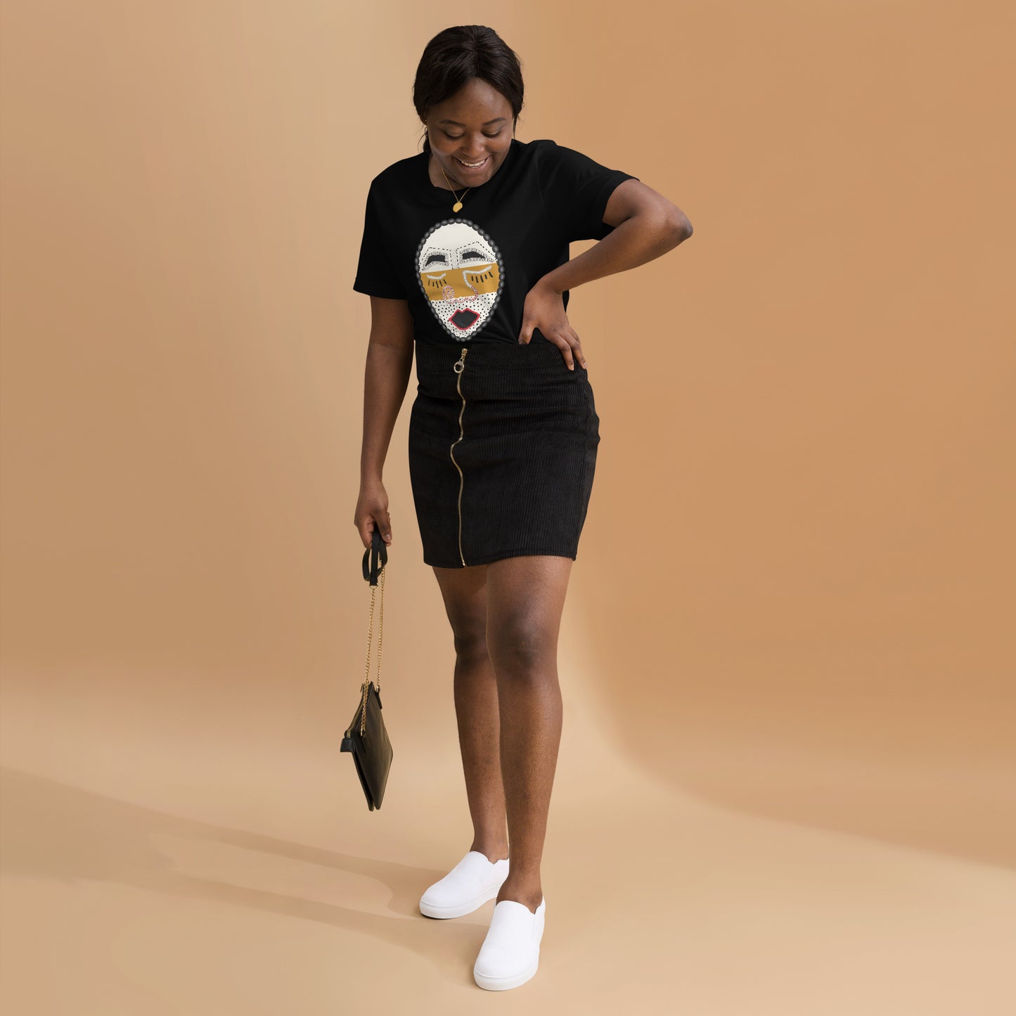 African Mask Tee White Logo