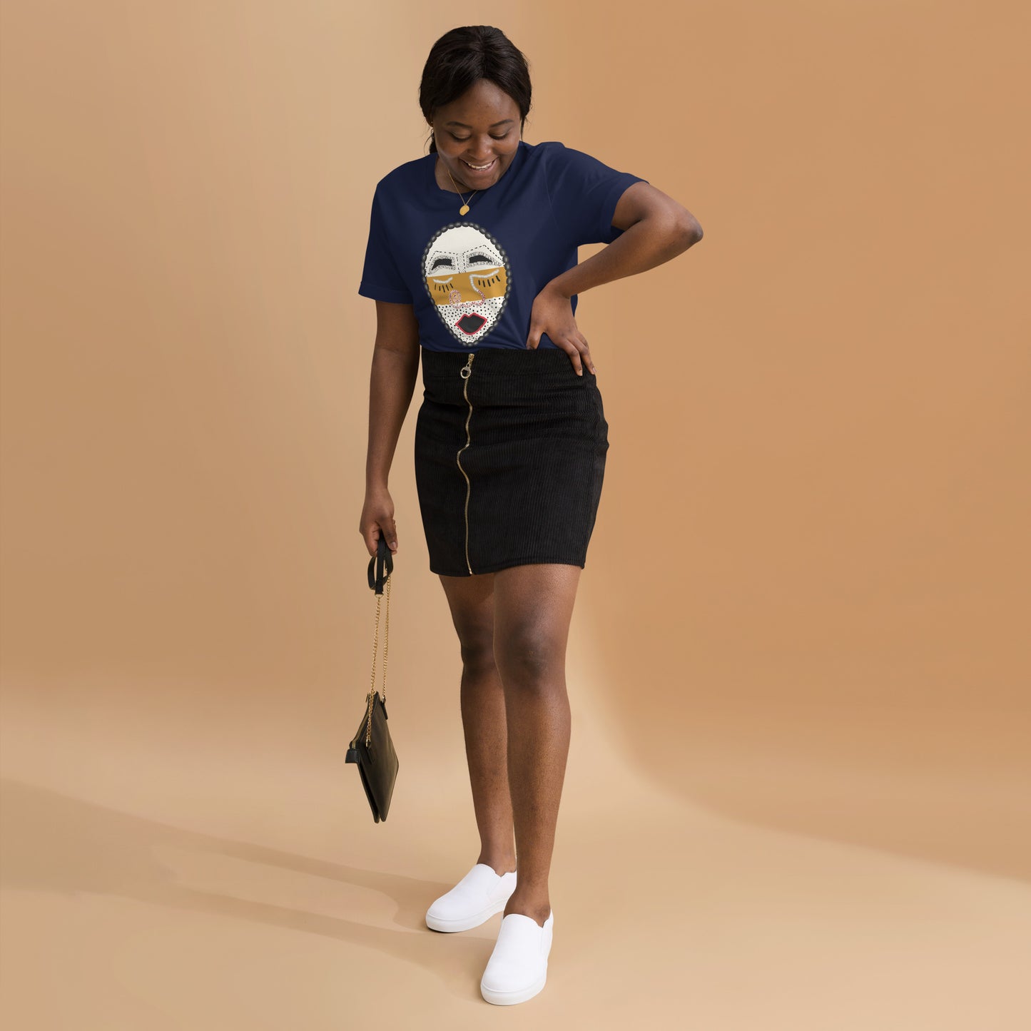 African Mask Tee White Logo