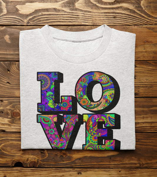 Love Tee with Paisley Block Lettering